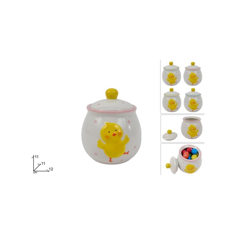 BARATTOLO CON PULCINO CERAMICA 4 ASS